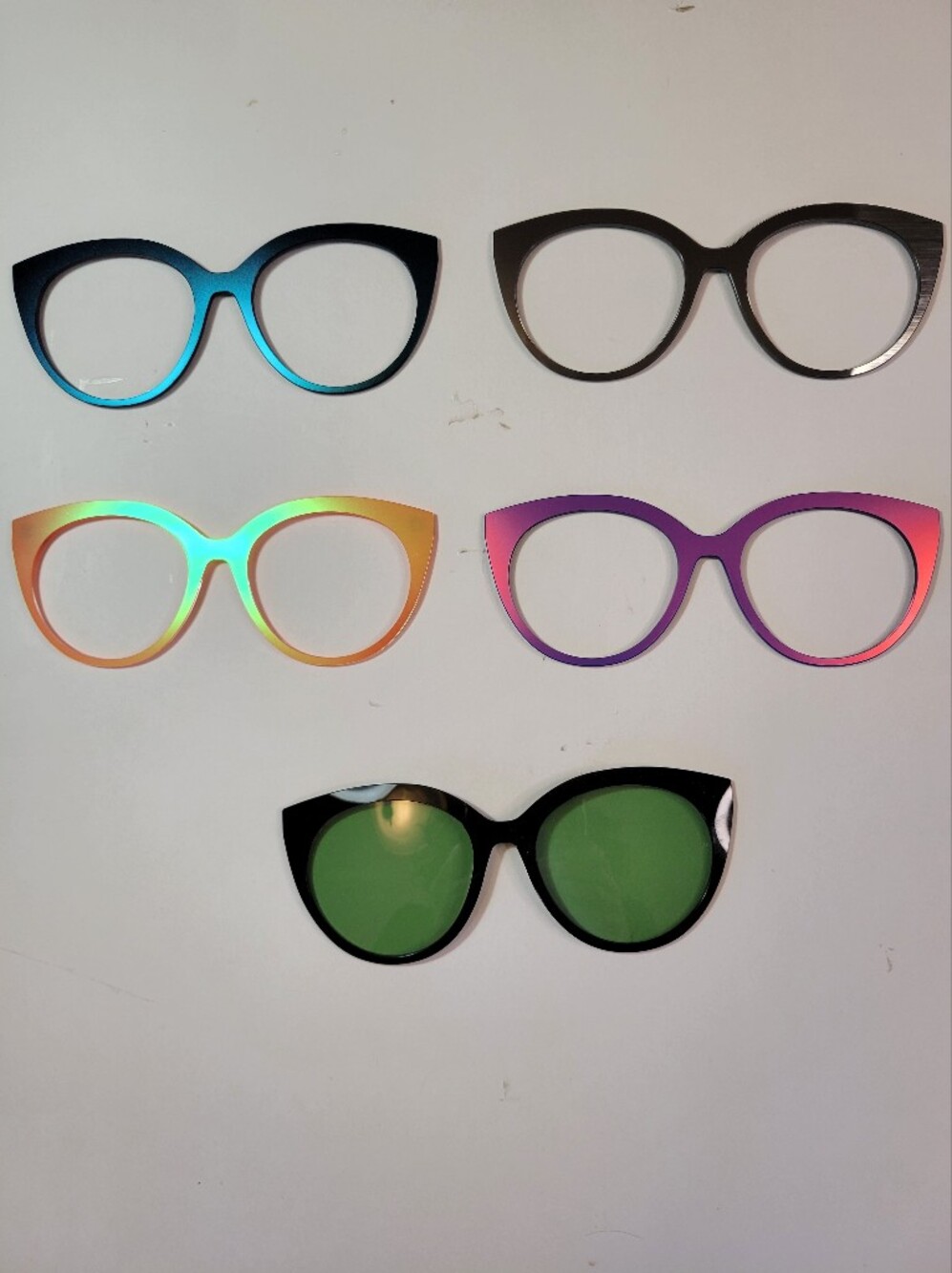 Pair Eyewear Zuri Premium Toppers Lot of 5 Color Shift Ombre. Tinted, Nickel